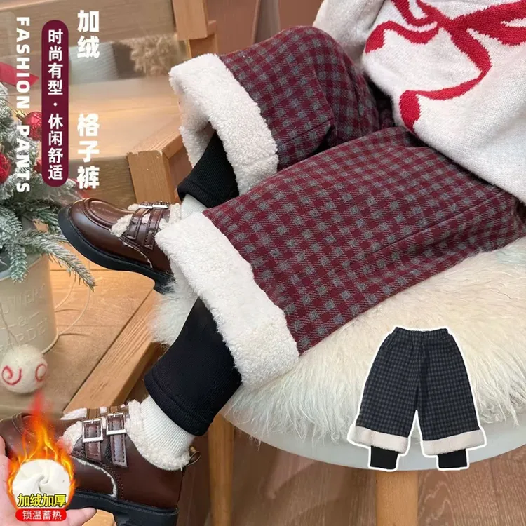 【暖冬神裤】女童韩版加绒加厚假两件休闲裤