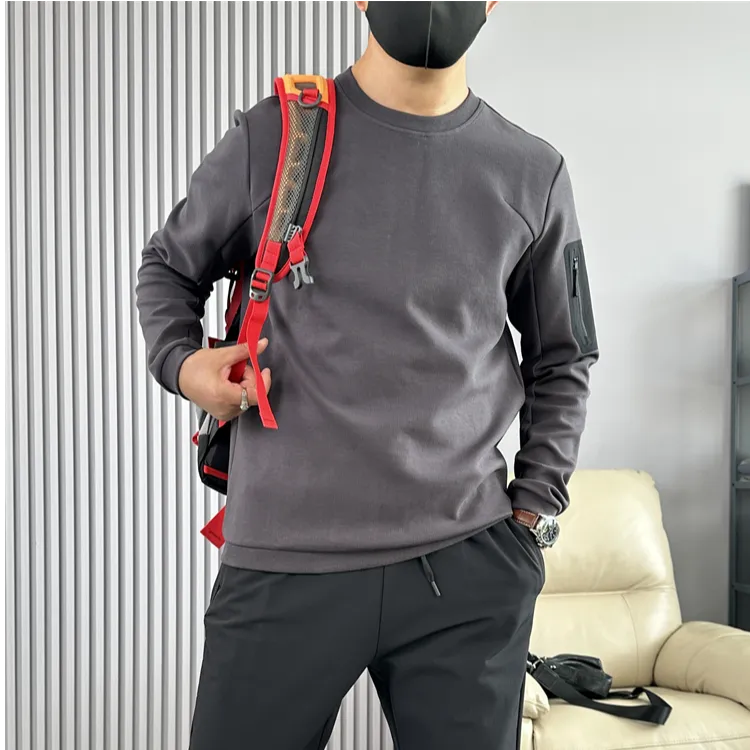 6422秋冬户外运动圆领卫衣男士轻奢液态棉免熨烫舒适