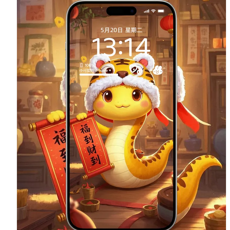 原创壁纸 72可爱小蛇 福到财到  蛇本命安卓苹果通用