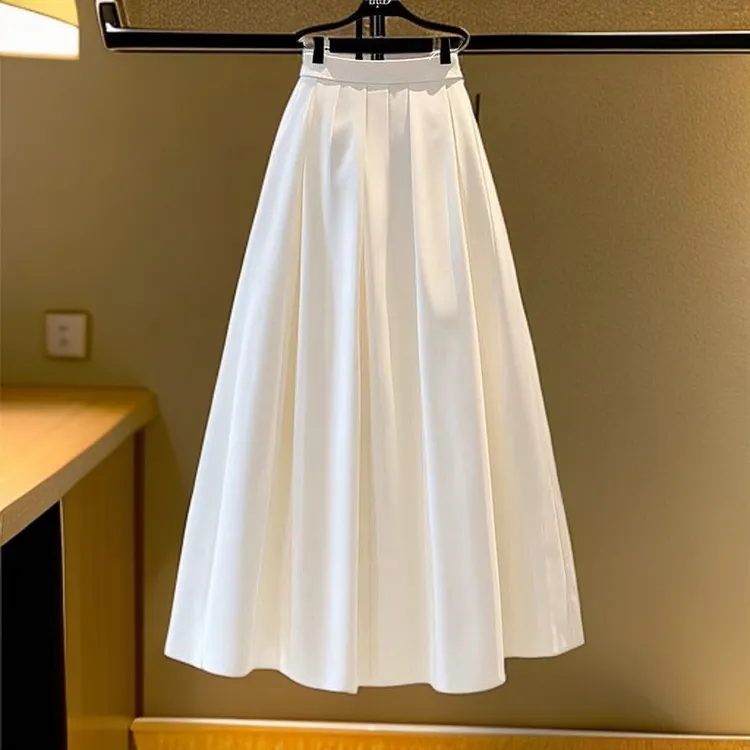 哥弟阿玛施正品2025夏季新款气质高腰显瘦A字伞裙白色半身裙女款