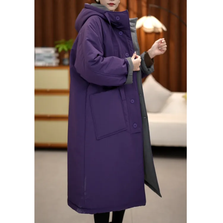 2025冬季新款休闲简约时尚两面穿设计师款棉服棉衣减龄连帽款