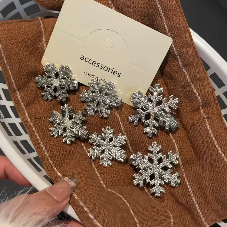 冬日少女甜美雪花精致发夹圣诞清冷贵气闪钻可爱边夹饰品星星头饰