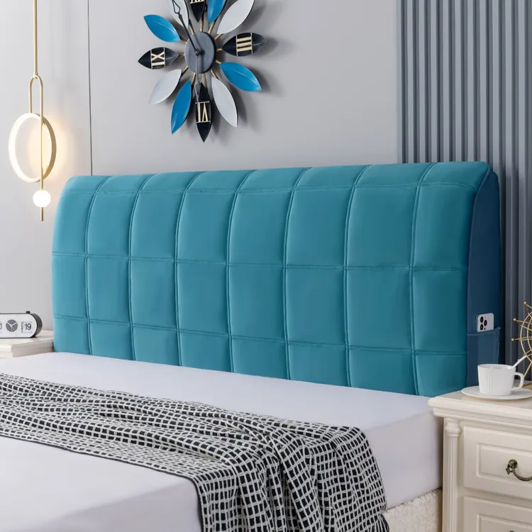 四季新款荷兰绒床头罩全包通用软包欧式实木靠背罩简约加厚防尘罩