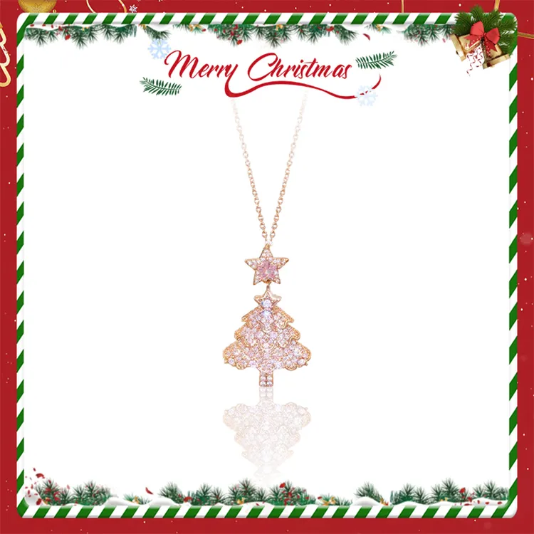 铜合金项链 圣诞树项链圣诞节礼物创意小礼品锁骨链轻奢高级配饰