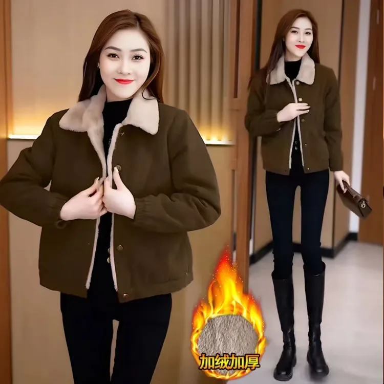 2025年新款冬季加绒加厚短外套时尚短款百搭气质2565