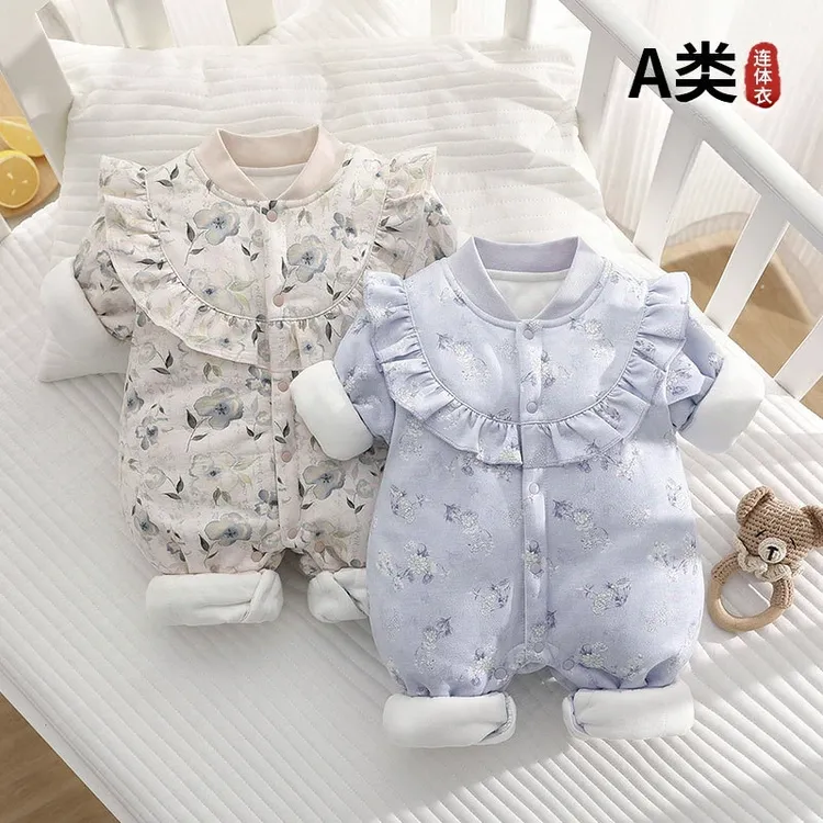 加厚冬季婴儿连体衣宝宝衣服新生儿爬服保暖夹棉冬款宝宝哈衣