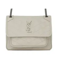 99新 YSL/圣罗兰 niki褶皱邮差包白色小号