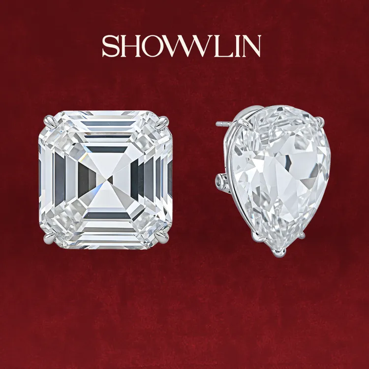 ShownLin 铜合金锆石耳饰 小众设计师款AB款方糖耳环精致银色