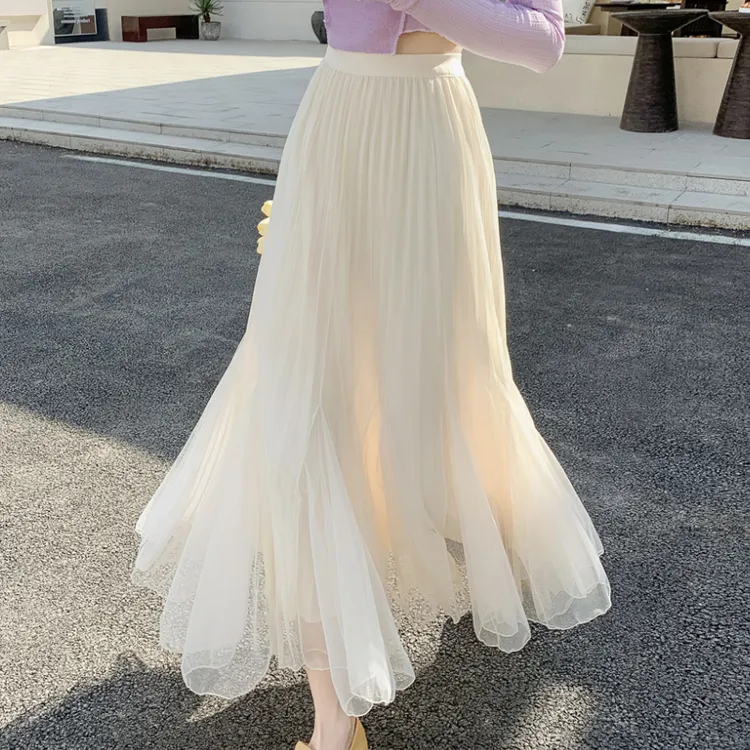 旗袍内衬鱼尾衬裙打底网纱显瘦百褶仙女内搭纱裙旗袍打底衬裙