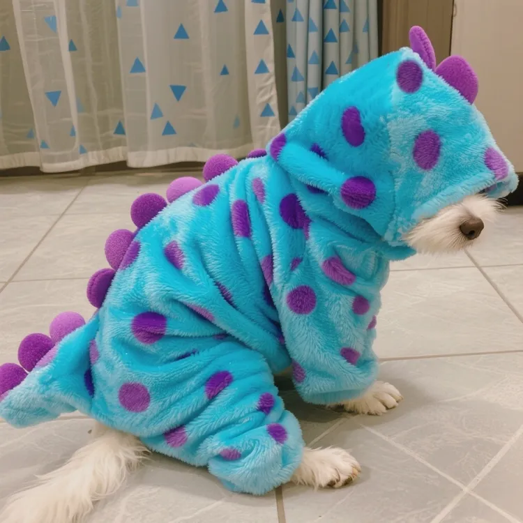 网红小狗狗猫咪衣服秋冬装加厚超萌毛绒小恐龙变身装泰迪比熊博美