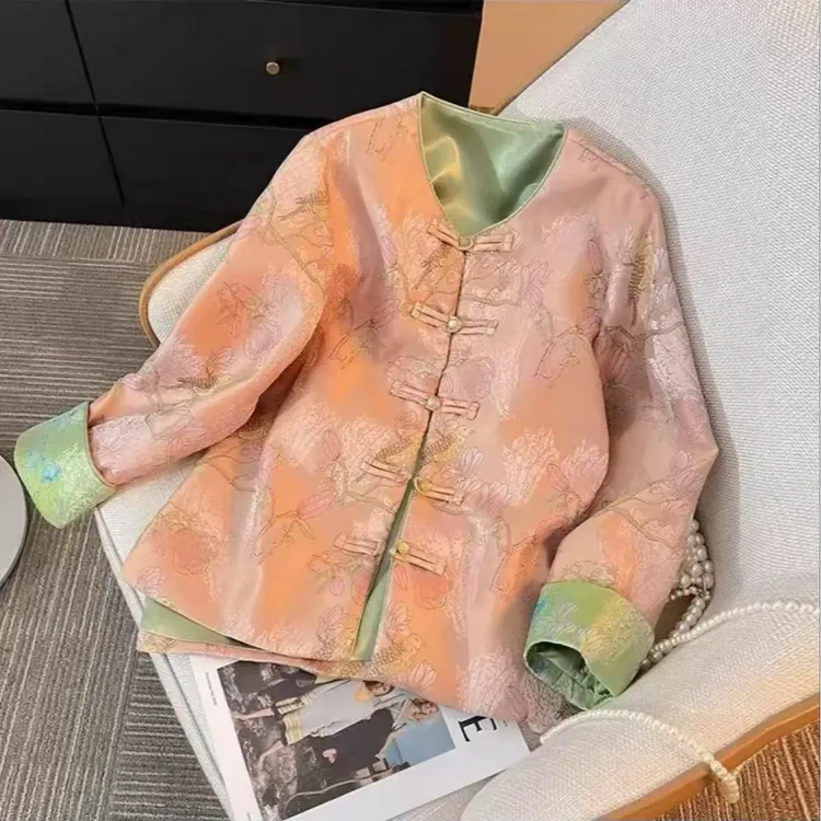 044【喜上眉梢】定制织锦缎新中式外套 春季喜上眉梢长袖上衣外套