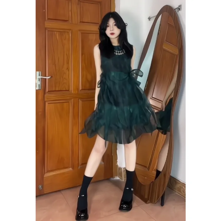MARIE.COCO法式气质设计感超好看无袖背心裙夏季小个子复古连衣裙
