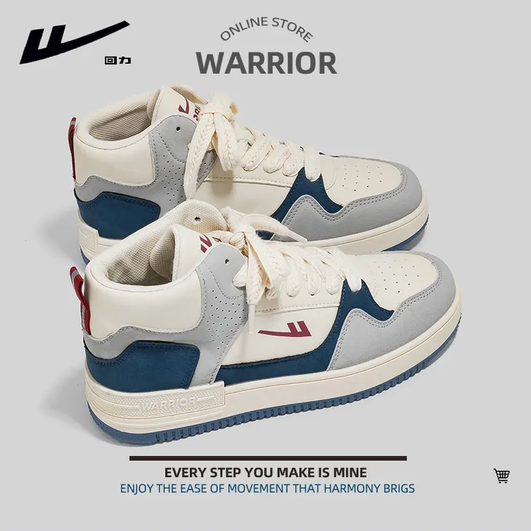 Warrior/回力女鞋高帮休闲鞋2025情侣款小众百搭潮鞋厚底增高板鞋