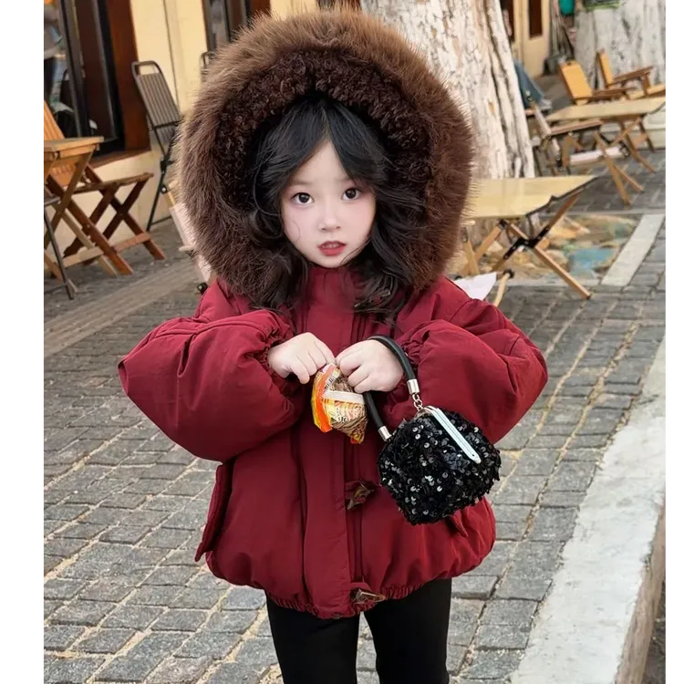 女童冬装棉服2025新款女宝年服连帽洋气外套甜美女孩时尚保暖棉袄