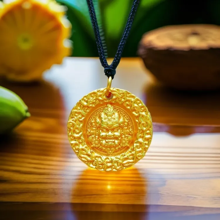 铜合金吊坠 吉言黄财神吊坠五路财神挂坠高保色铜合金毛衣链