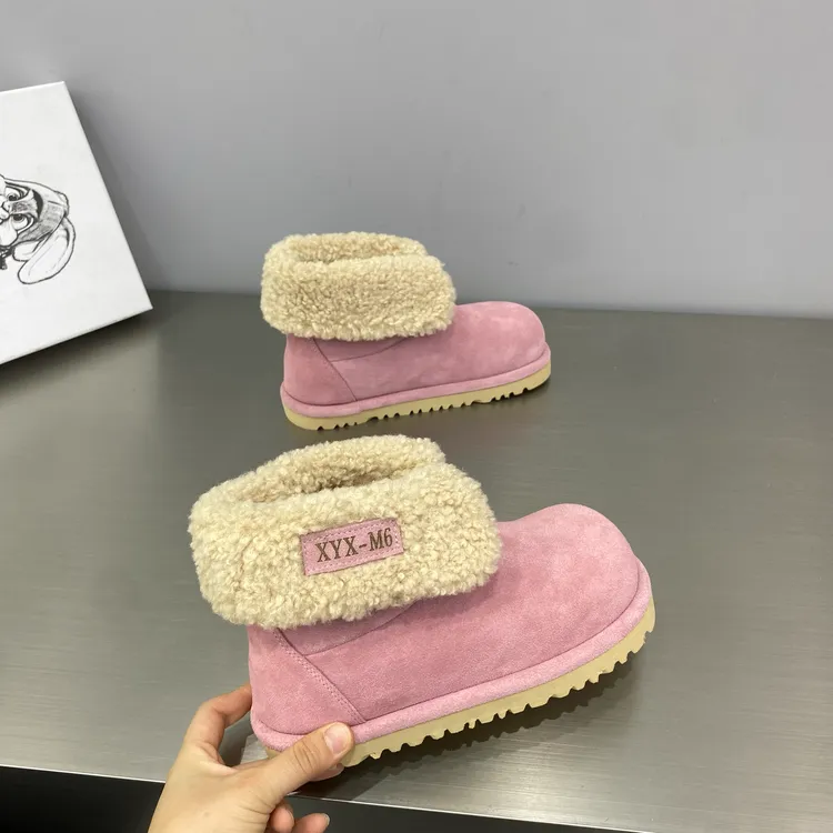糖果色翻口磨砂皮雪地靴棉靴女2025冬季新款保暖显脚小休闲短靴潮
