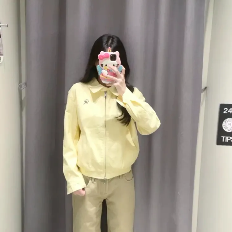 小香风巨好看的黄色翻领外套女2025新款小个子早秋季短款夹克上衣