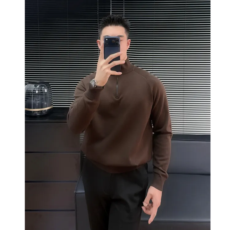拉链套头针织衫男装高领拉链毛衣针织衫百搭秋冬冬季休闲内搭毛衣