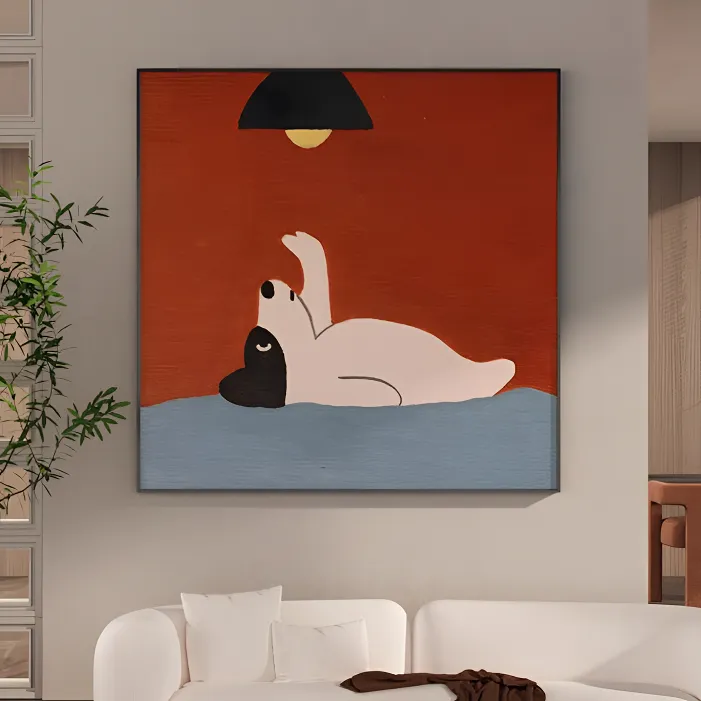 【现代玄关装饰画】北欧轻奢客厅壁画可爱卡通小狗挂画儿童房背景墙