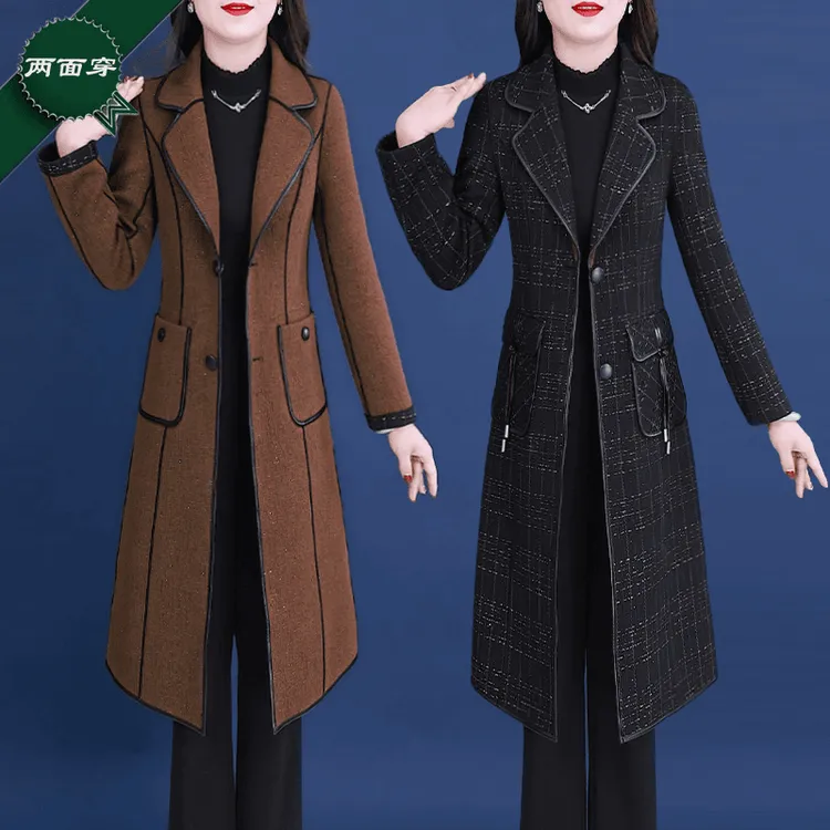 拉夏贝尔双面穿杭州意法风衣外套女款2025春秋新款高端贵夫人大衣