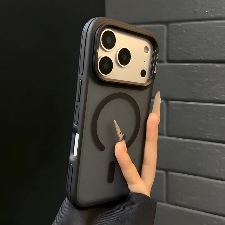 黑色幻影磁吸iPhone17手机壳苹果17镜头支架16新款15高级14PM适用