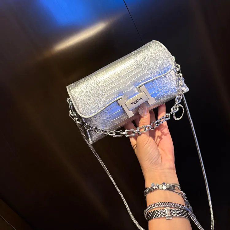 石头纹沙漏包网红款链条斜挎包高档轻奢手拎小包2025新款韩版百搭