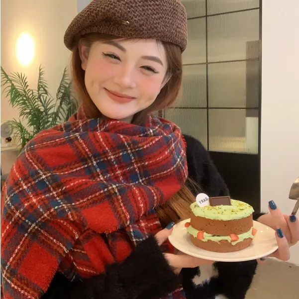 CDLM陈大刘芒店主自留款~不起球围巾方格子围脖百搭保暖披肩两用