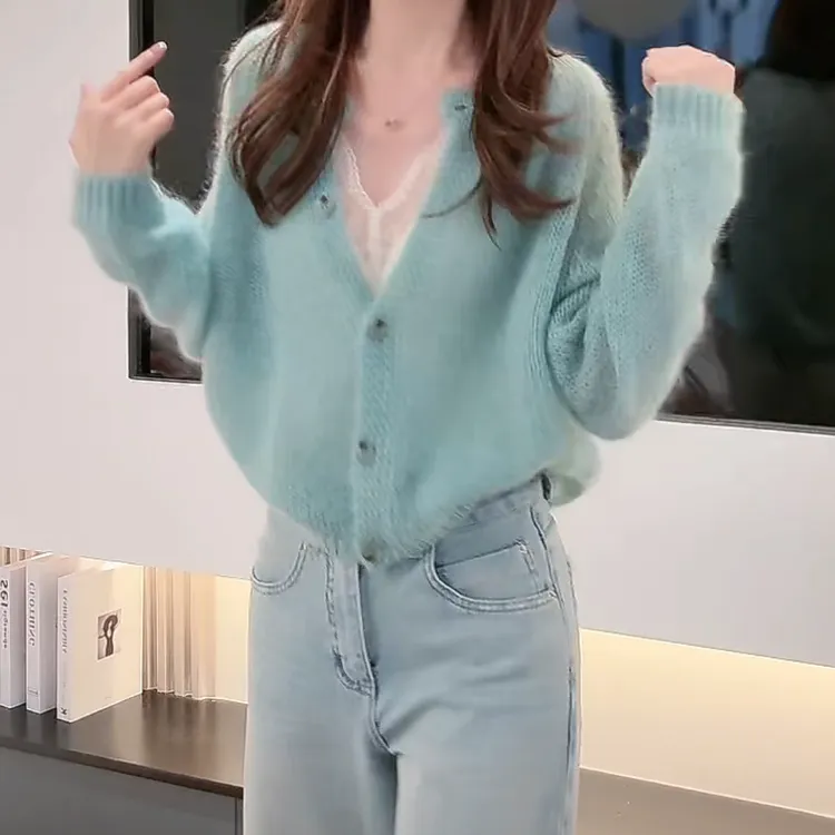 欧若风针织开衫女2025新款春季洋气温柔减龄软糯慵懒风外穿上衣