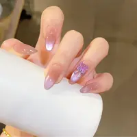 来财紫喵  蝶诗舞 纯手工定制美甲贴片  猫头锆石定制穿戴甲10片