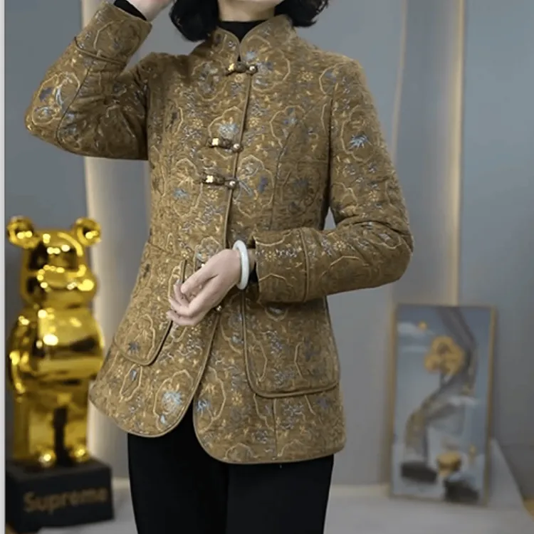 B745【外套】2025冬季新款时尚加厚保暖显瘦收腰气质国风复古外套