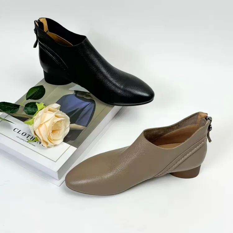 [品牌力荐]2025秋冬新款粗跟尖头短靴瘦瘦靴时尚女款靴子牛2138