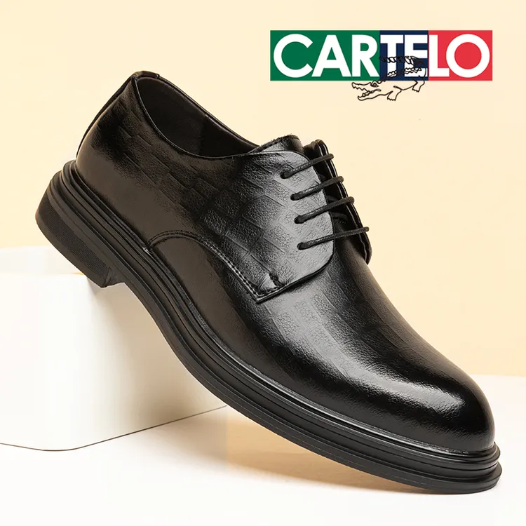 卡帝乐英伦男鞋新款男秋冬软底加绒黑色百搭时尚皮鞋商务皮鞋男士