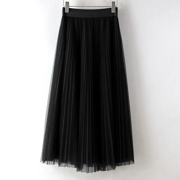 优雅风垂感网纱半身裙秋冬女款爆款裙显瘦720度超大摆A字网纱裙