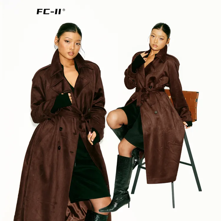 【Fcii】“暮屿黑咖”双色冷调气质加棉长风衣中长款外套H5W4528