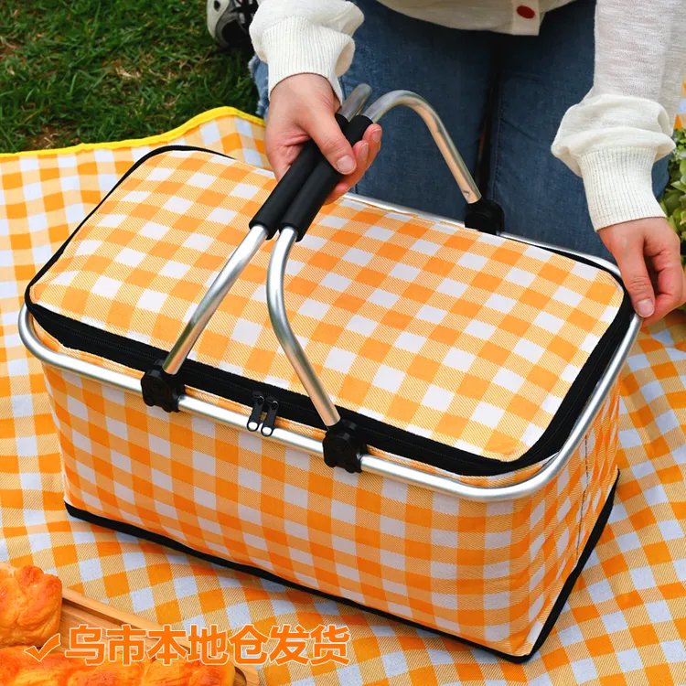 新疆包邮哥野餐篮春游可折叠户外野炊保温露营手提篮野餐收纳篮