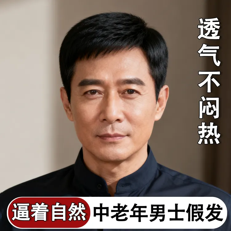 假发男全头套式中老年短发遮盖白发光头真发逼真自然男士假发透气