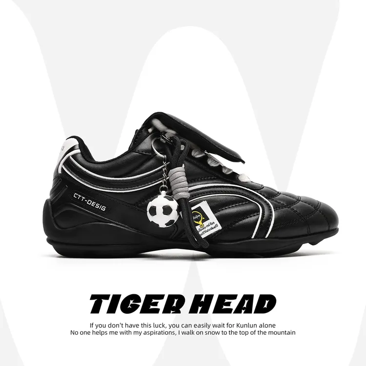 【明星同款】小众黑色足球鞋运动休闲百搭德训鞋男女同款复古赛车鞋