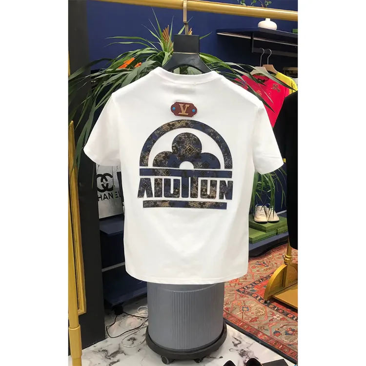 198男款贴布绣时尚百搭韩版修身工艺男士短袖半袖T恤网红轻奢夏季