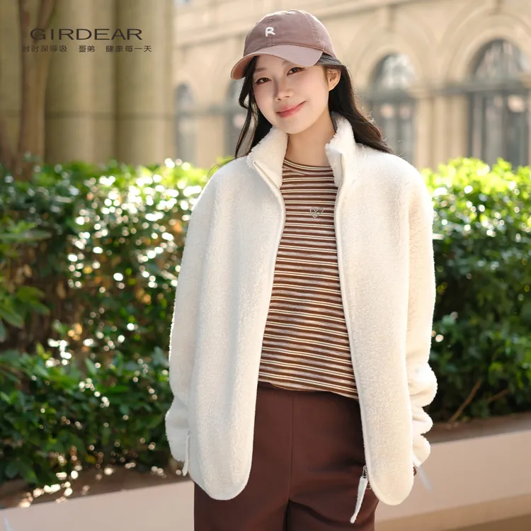 GIRDEAR/哥弟秋冬时尚百搭宽松轻奢保暖长袖外套140043氛围感服饰