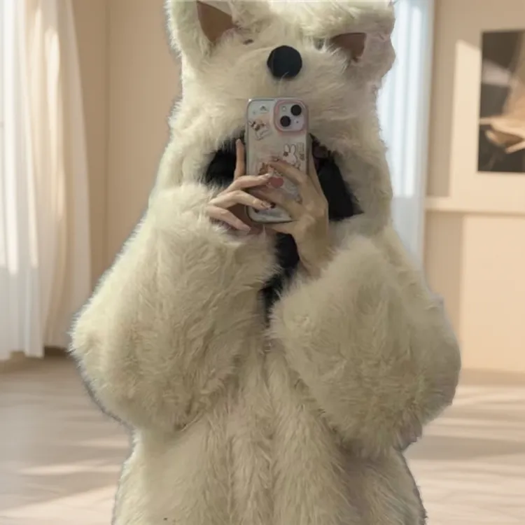 2025冬季新款设计师原创西高地儿童网红外套加绒加厚毛绒保暖上衣