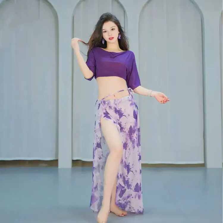 新款法式气质肚皮舞演出服东方舞蹈表演出服网纱练功服班服套装