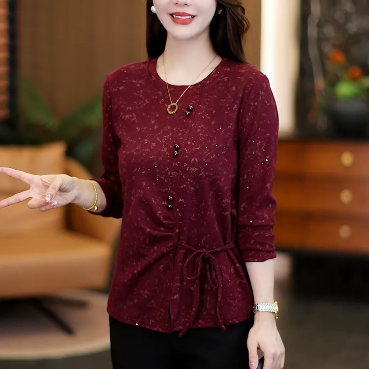 秋季气质女士新款显瘦百搭时尚圆领长袖打底衫