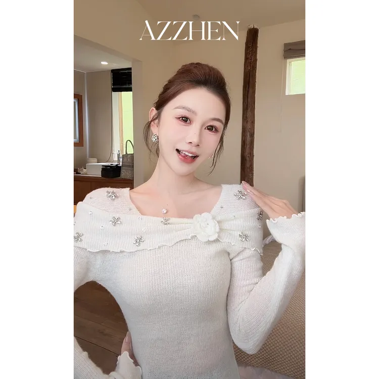  （秋势力周）AZZHEN【马卡龙变奏曲】镶钻不规则打底上衣AZ4KBT34-00