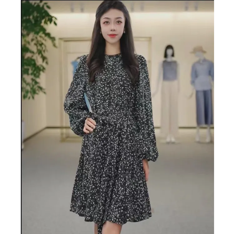 哥弟 精致长袖气质显瘦连衣裙150047