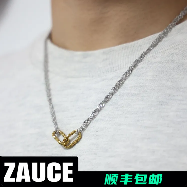 钛钢项链 叠戴双环项链 小众ins原创设计潮流百搭情侣款