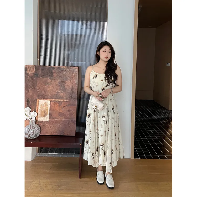 裂渡宣宣【南枝杏调】微胖大码女秋气质百搭显瘦花型连衣裙ZY507V96