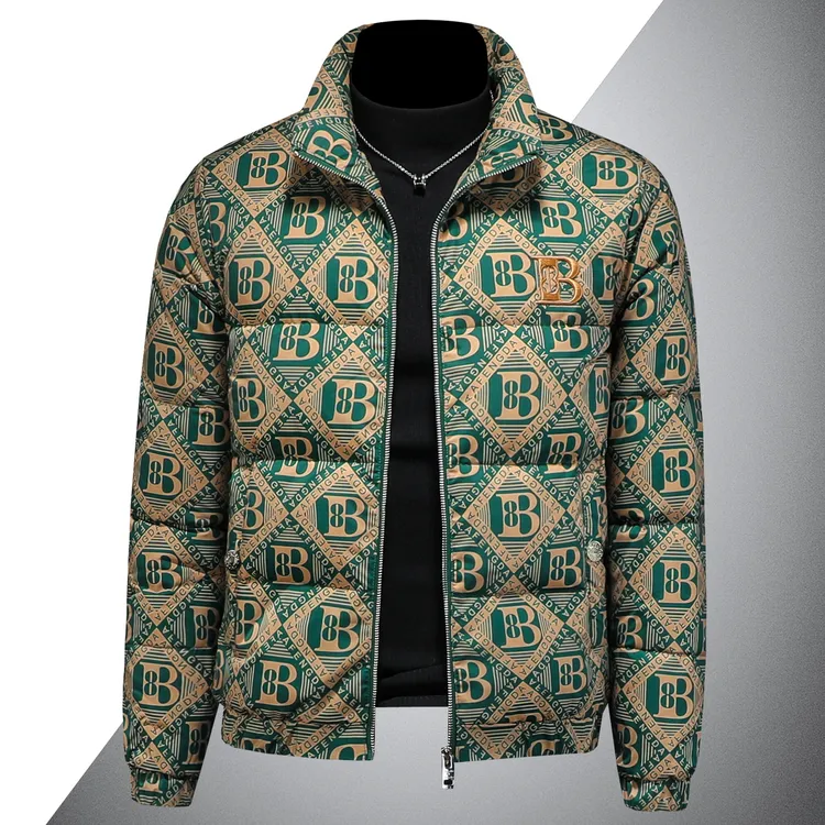 2025新款冬季保暖羽绒服外套男款高端潮牌字母印花立领短款羽绒衣