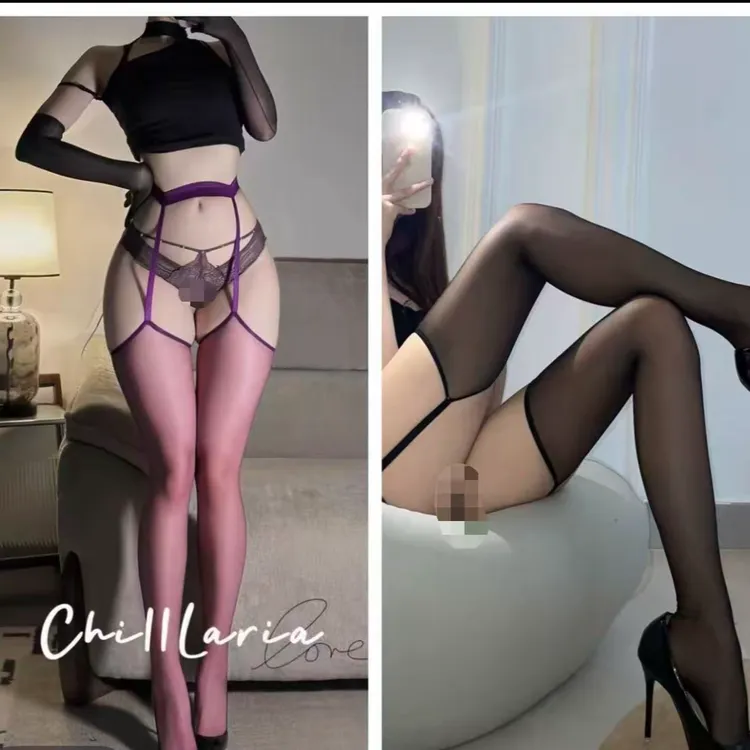 【甜甜姬茉】(三条装)撞色红边长筒吊带一体袜