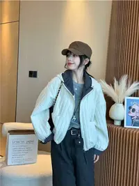 加厚休闲风立领韩版轻薄厚款短外套女连帽学院风上衣