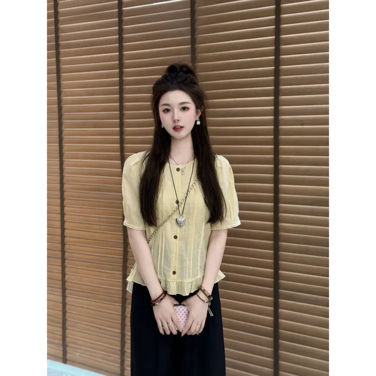 宿慕SUMU夏季短袖小衫2025新款5-30经典百搭舒适透气短袖小衫8700